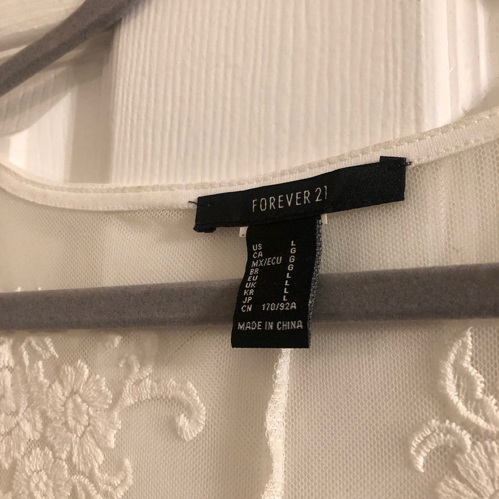 Forever 21 White Lace Maxi Kimono L - Picture 5 of 6